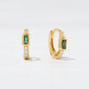 Baguette Emerald Huggies Earrings