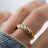 Baguette Studded Twisted Dome Ring